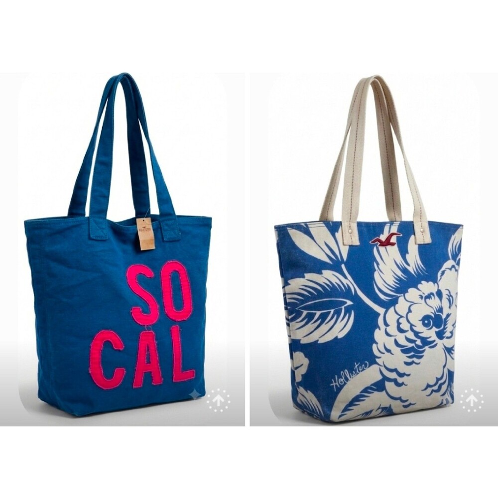 2pk HOLLISTER Floral CANVAS Tote BAG SOCAL Y2K VINTAGE BOOK bag new with tag
